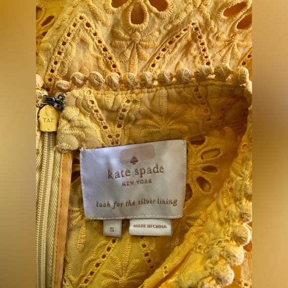 KATE SPADE New York Yellow Eyelet Patio Dress Size Small - Picture 9 of 13